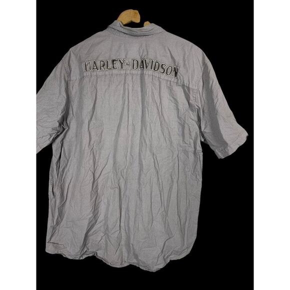 Harley Davidson Shirt Size XL Button Down Mens Gray Biker Grunge Spell Out - Picture 12 of 13
